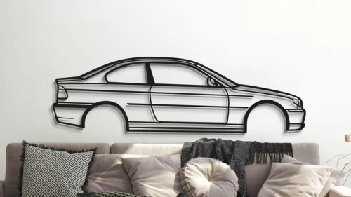 BMW E46 COUPE FACE LIFT دکوری دیواری فلزی طرح ماشین BMW E46 COUPE FACE LIFT